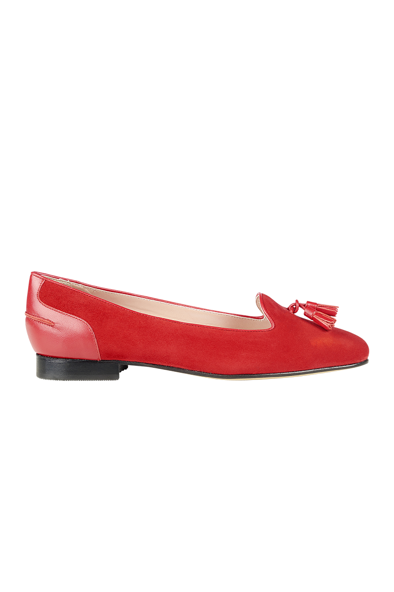 g-ssl-klassiker-slipper-ballerina-veloursleder-rot-damen image 2