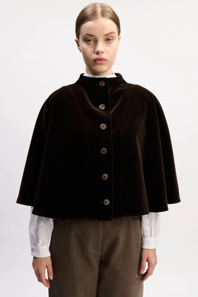 felicitas-cili-damen-cape-baumwoll-samt-mit-knopfleiste image 1