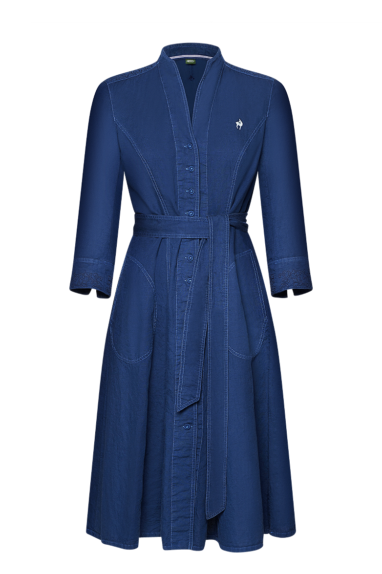 g-ssl-patiniertes-kleid-baumwollkleid-mit-leinen-in-blau image 7