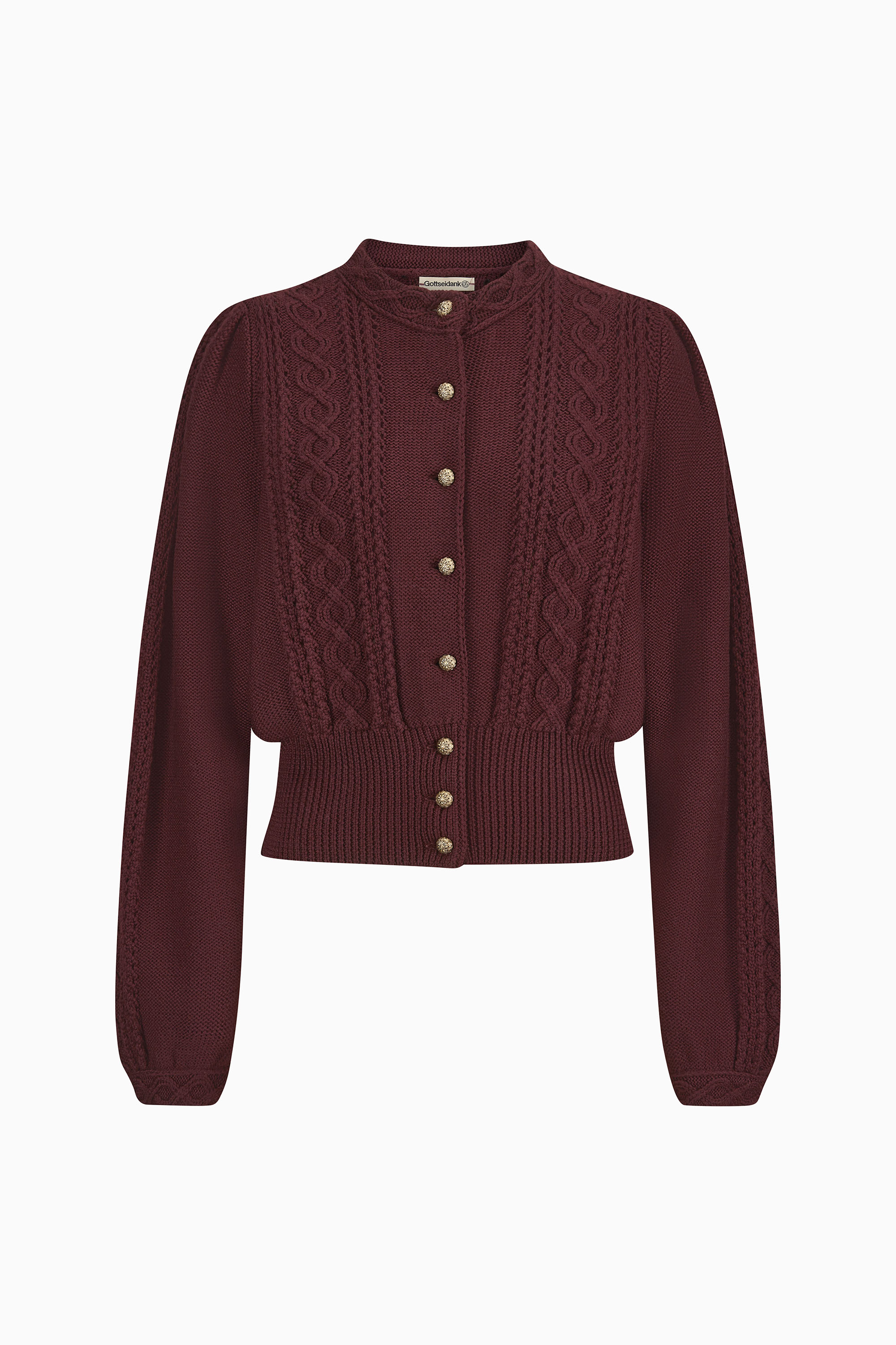 gottseidank-damenstrickjacke-lea-linksstrick-mit-stehkragen-puffarm image 1