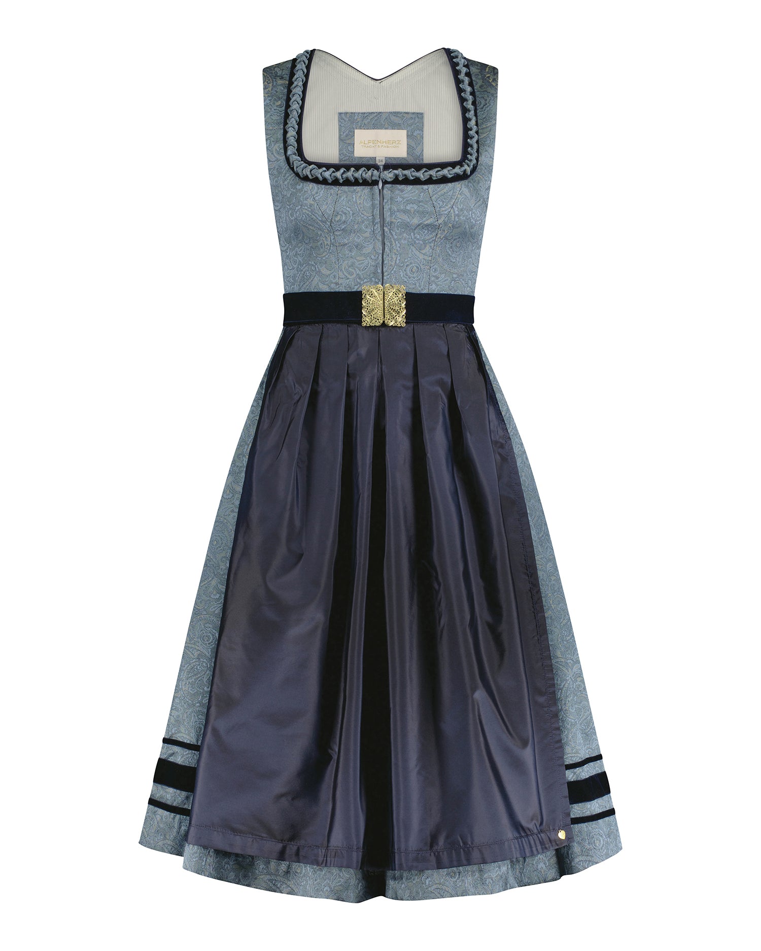 alpenherz-dirndl-enja-dunkelblau-80cm-mit-seidensch-rze image 1