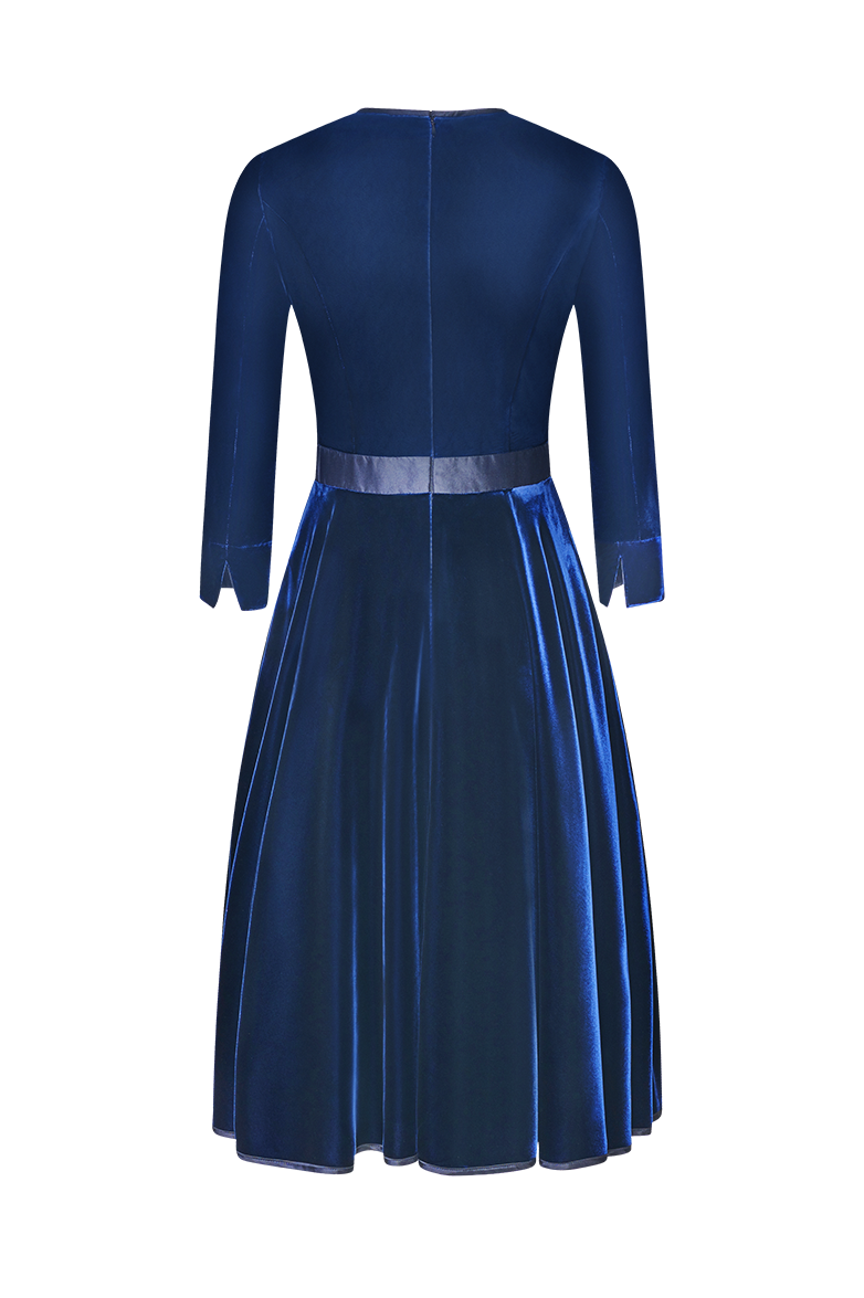 g-ssl-samtkleid-damen-kleid-blau-viskosesamt-dupionseide image 2