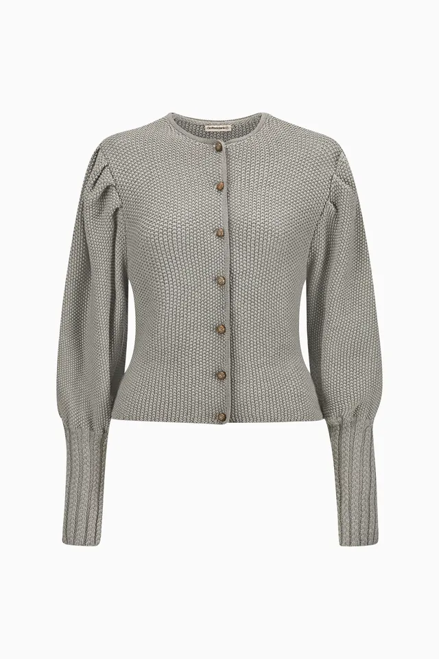 gottseidank-damenstrickjacke-gisela-uni-strickjacke-mit-puff-rmeln image 1