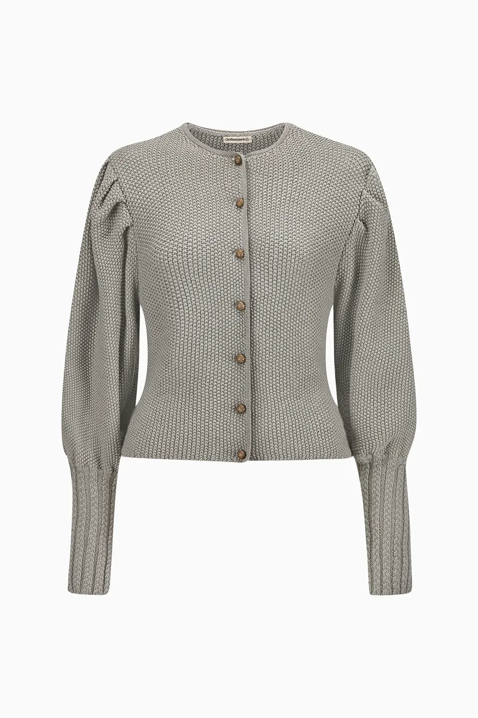 gottseidank-damenstrickjacke-gisela-uni-strickjacke-mit-puff-rmeln image 1