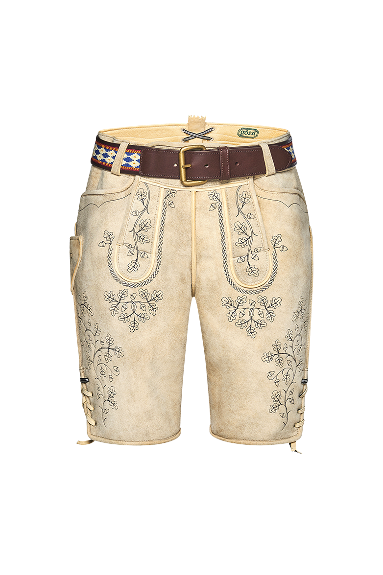 g-ssl-bayerische-lederhose-aus-hirschleder-gelb-mit-eichenlaub-stickerei image 1