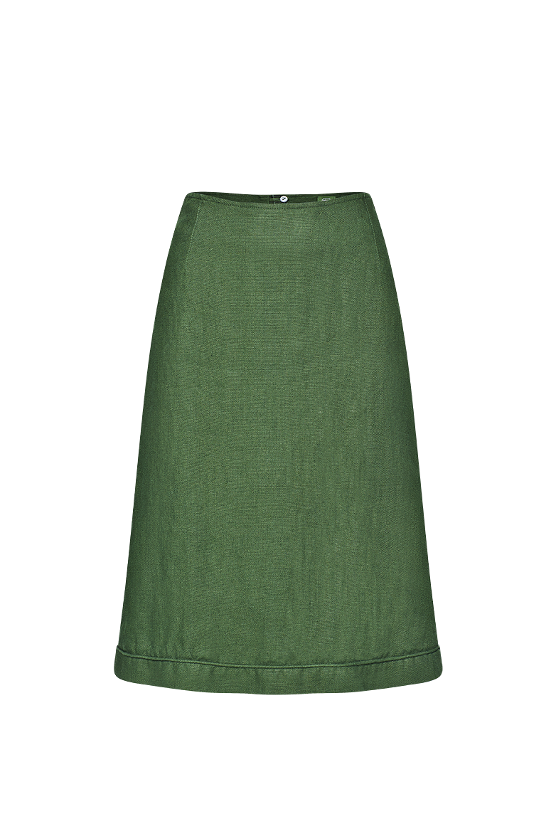 g-ssl-leinenrock-damen-a-linie-kniefrei-gr-n image 1