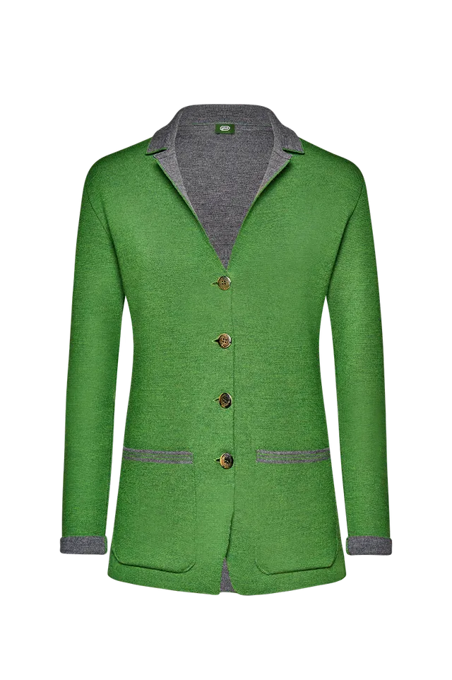 g-ssl-strickblazer-gr-n-taillierter-damen-blazer-aus-merino-schurwolle image 1
