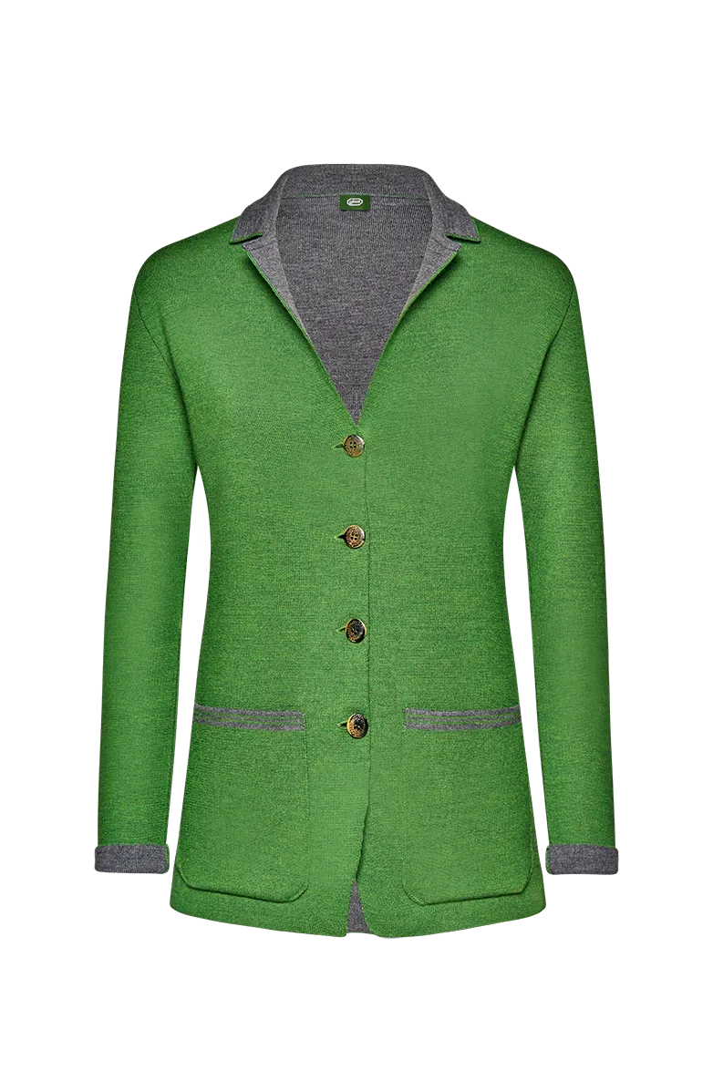 g-ssl-strickblazer-gr-n-taillierter-damen-blazer-aus-merino-schurwolle image 1