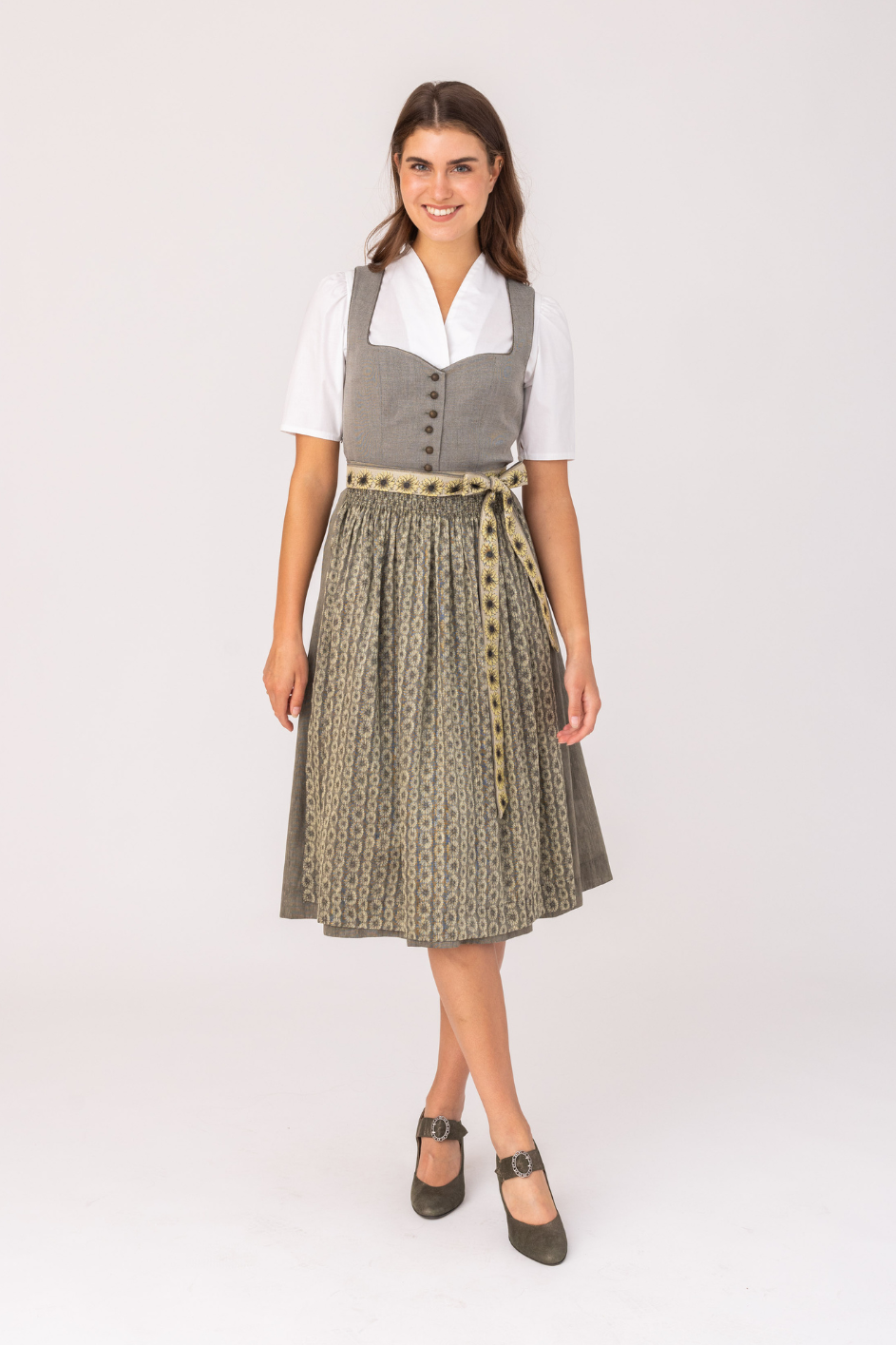 felicitas-damen-dirndl-dillie-oliv-stretch-bamboo-jacquard-dirndl image 1