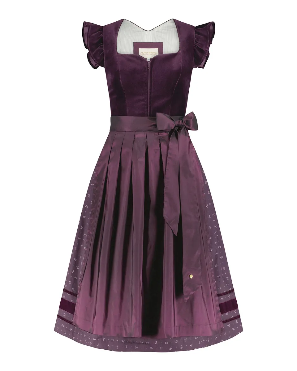 alpenherz-samtdirndl-melissa-aubergine-mit-abkn-pfbarem-arm image 1