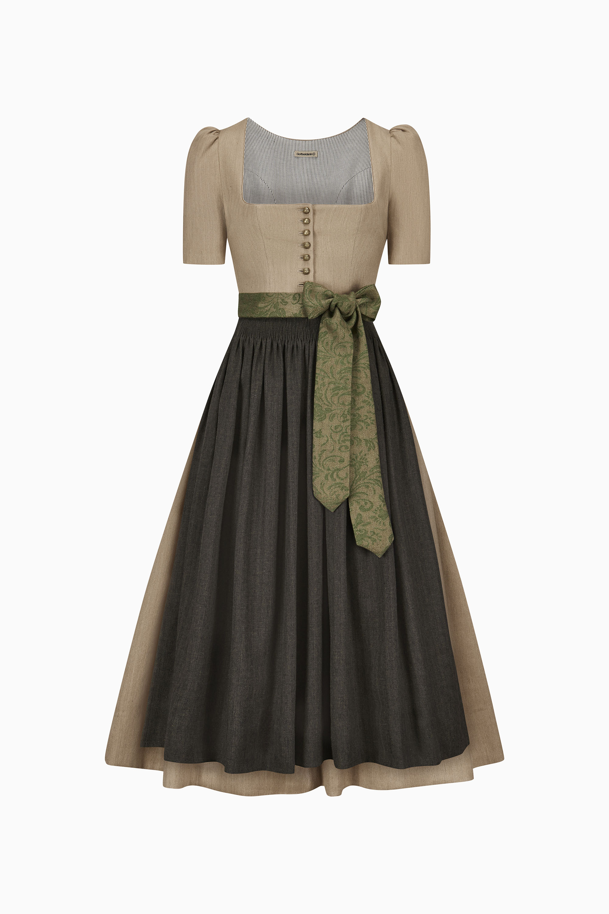 gottseidank-dirndl-hanni-midi-dirndl-mit-geradem-ausschnitt-und-puffarm image 1