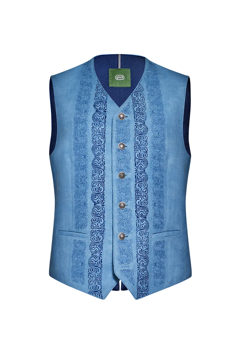 g-ssl-blaudruck-gilet-bauernleinen-reliefstickerei-blau image 1