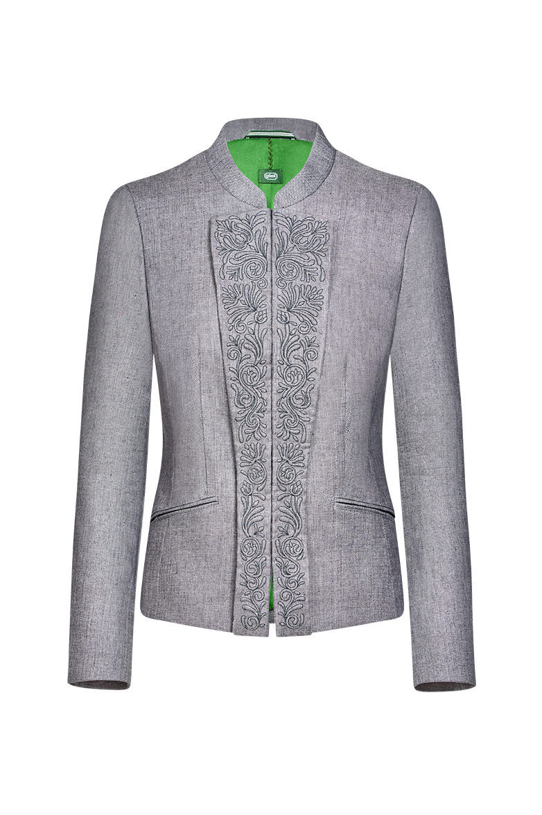 g-ssl-jacke-mit-lederhosen-stickerei-damen-leinenjacke-grau-schwarz image 1