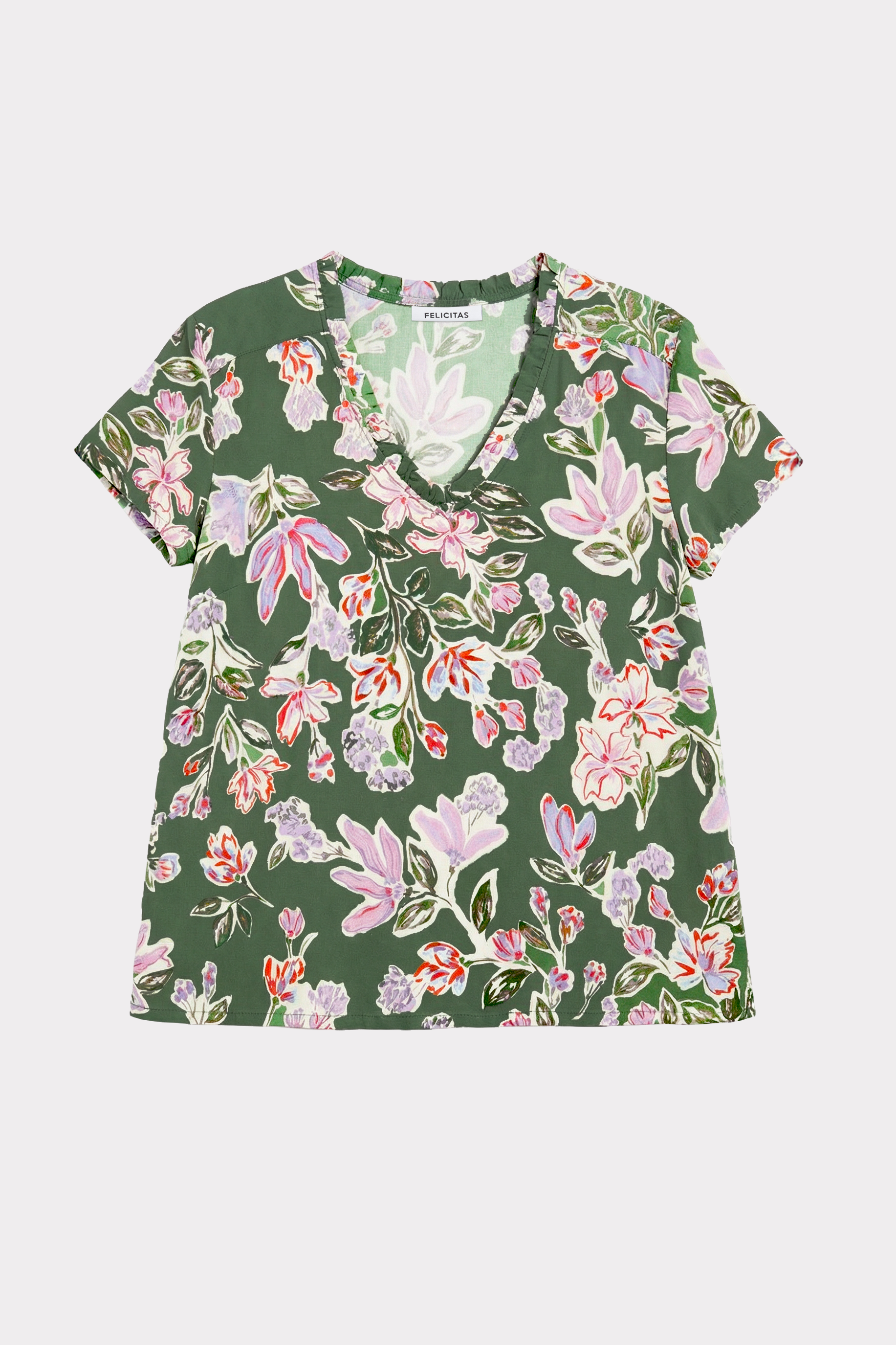 felicitas-bernadette-damen-kurzarm-bluse-mit-v-ausschnitt-und-r-schen image 1