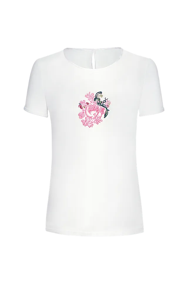 g-ssl-kurzarm-shirt-damen-wei-seiden-top-mit-jersey-r-cken image 1