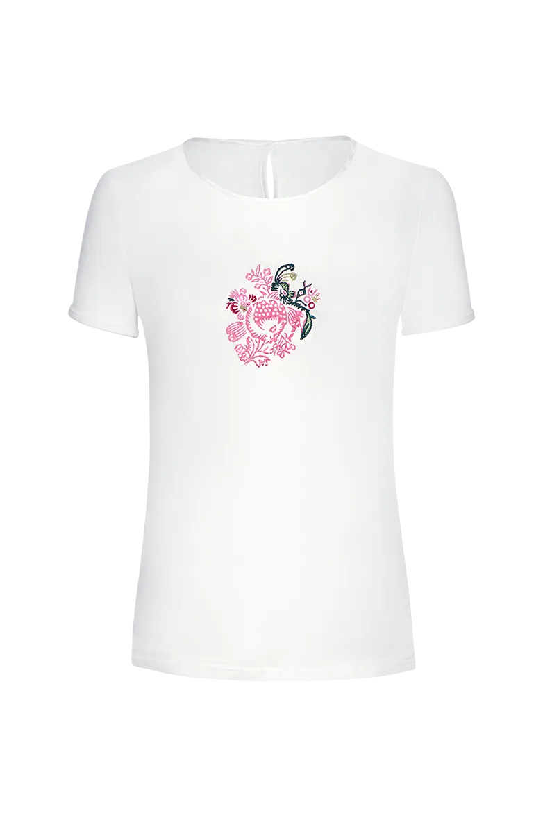 g-ssl-kurzarm-shirt-damen-wei-seiden-top-mit-jersey-r-cken image 1