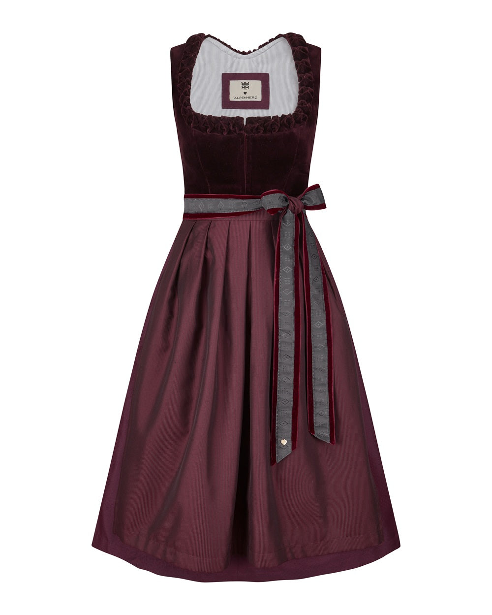 alpenherz-dirndl-lisa-riani-dunkelrot-fl-gelarm image 2