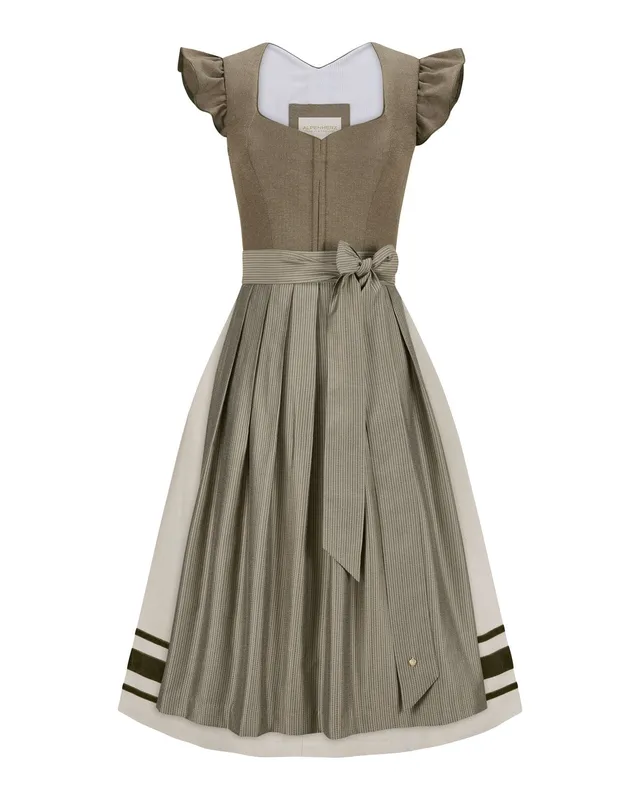 alpenherz-dirndl-marie-fl-gelarm-leinendirndl-oliv-beige image 1