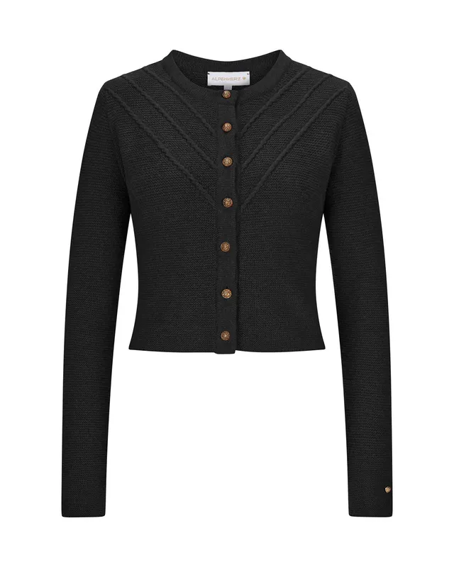 alpenherz-trachten-strickjacke-elanie-in-schwarz-mit-goldkn-pfen image 1