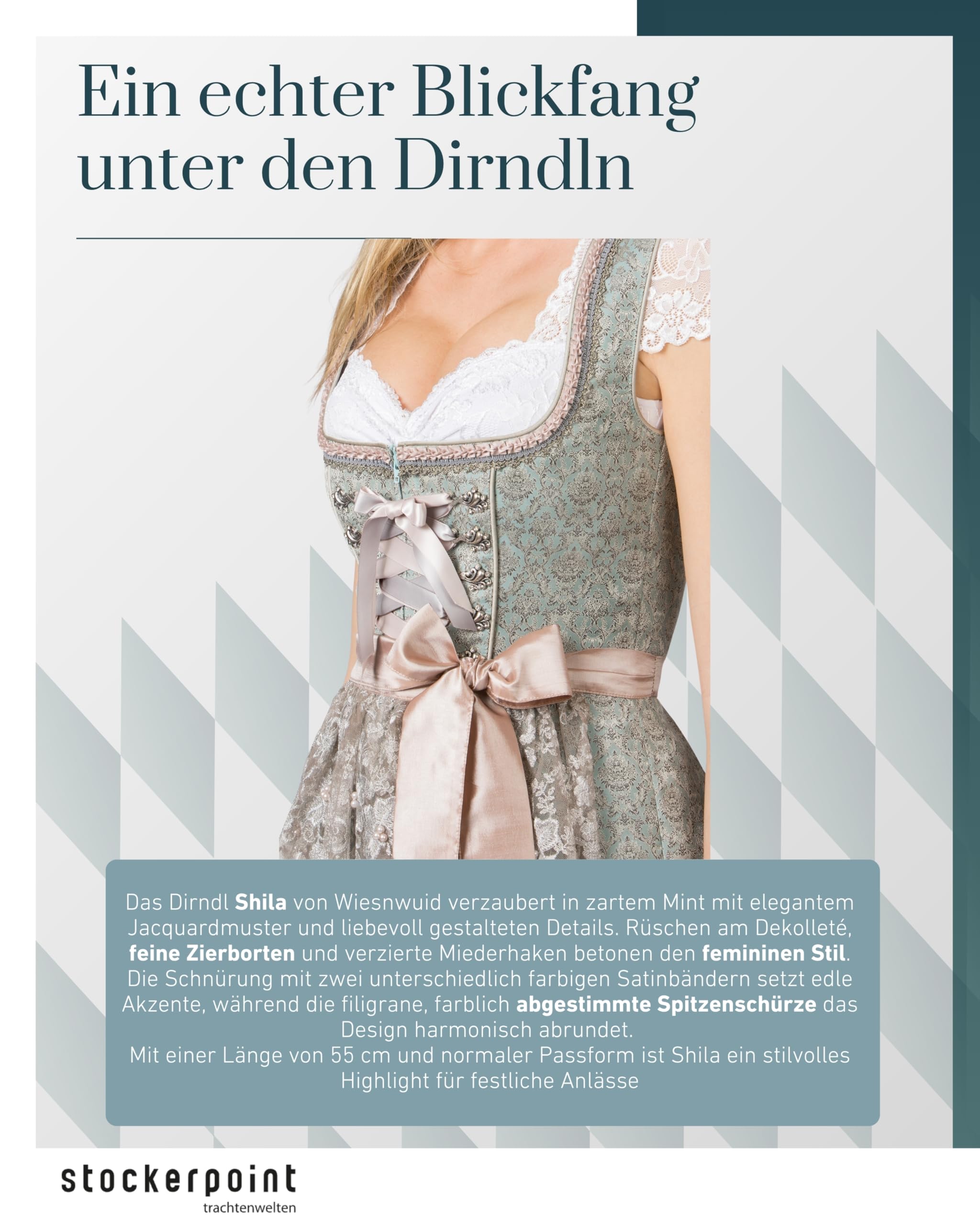stockerpoint-shila-damen-dirndl-mint-jacquard-mit-spitzensch-rze image 5