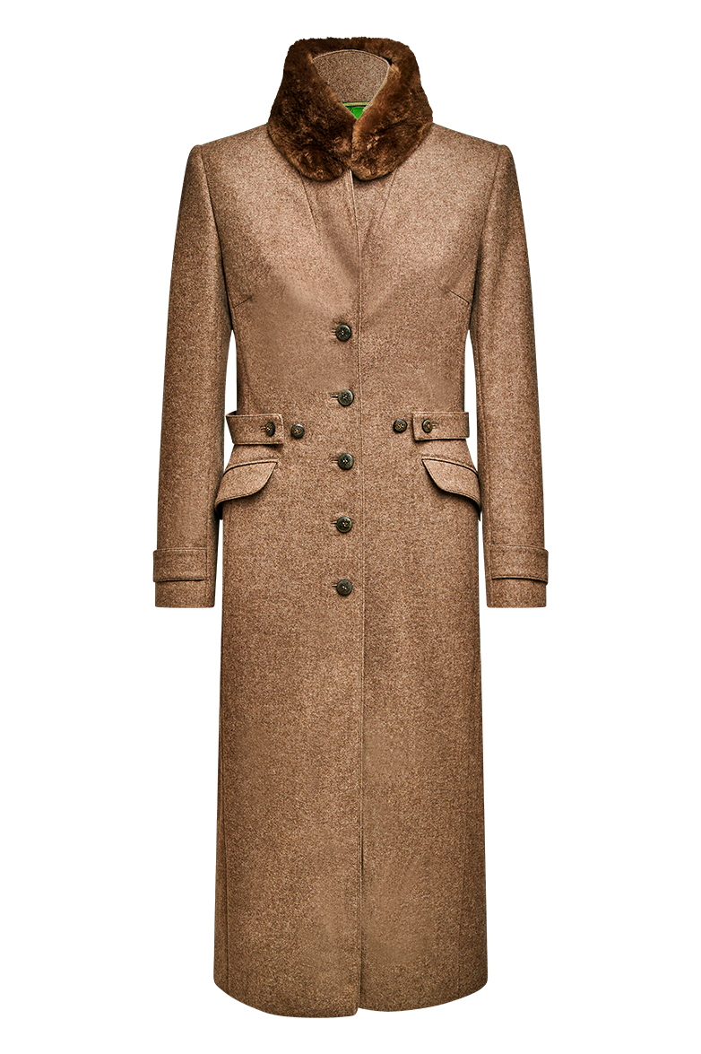 g-ssl-mantel-aus-loden-mit-pelz-eleganter-damen-lodenmantel-in-braun image 1