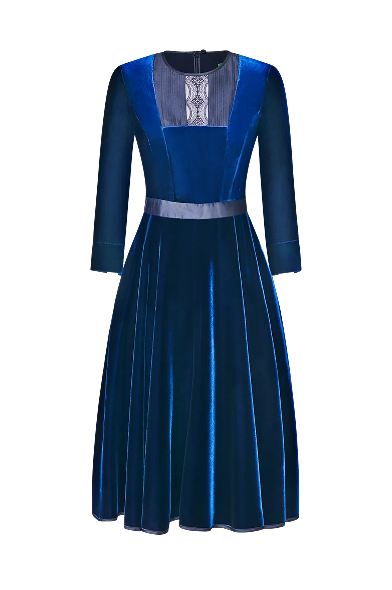 g-ssl-samtkleid-damen-kleid-blau-viskosesamt-dupionseide image 1