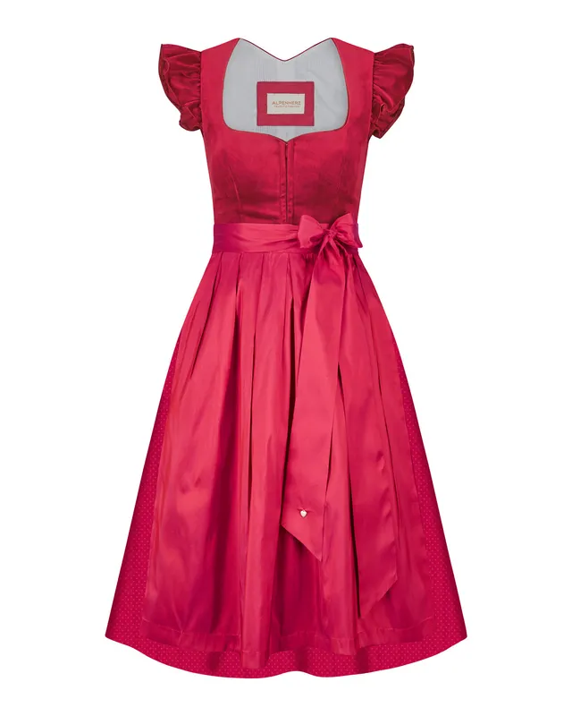 alpenherz-samtdirndl-melissa-fl-gelarm-75-cm-rubinrot image 1