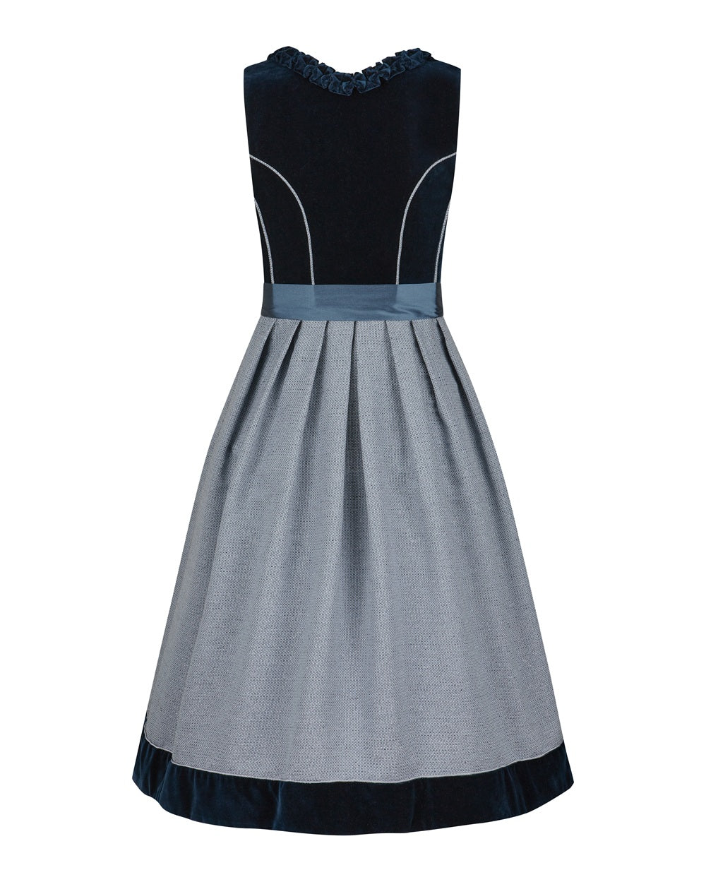 alpenherz-dirndl-rosalie-baumwollsamt-dirndl-in-blau-mit-froschgoscherl-borte image 3