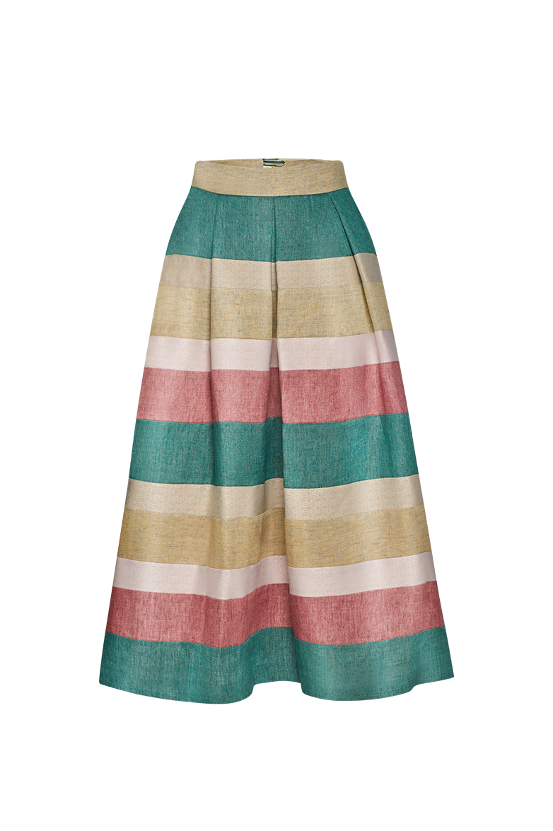 g-ssl-ausgestellter-bahnenrock-leinen-jacquard image 1