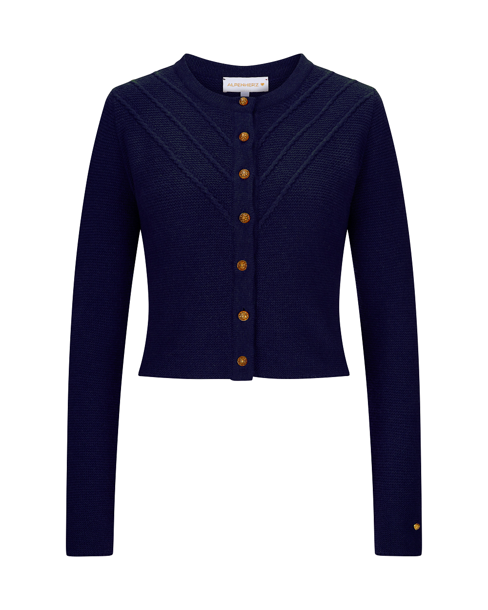alpenherz-strickjacke-elanie-dunkelblau-trachten-strickjacke-mit-goldkn-pfen image 1