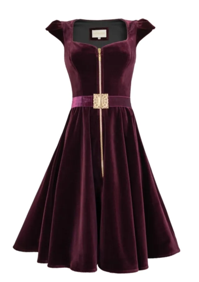 alpenherz-samtkleid-grazia-damen-samtkleid-bordeaux-baumwolle image 1
