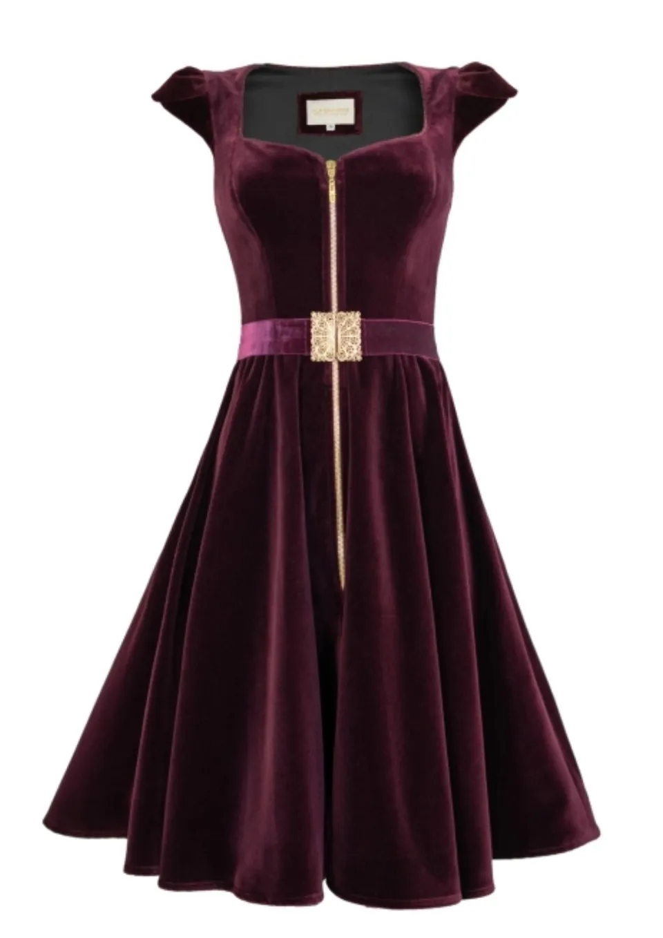 alpenherz-samtkleid-grazia-damen-samtkleid-bordeaux-baumwolle image 1