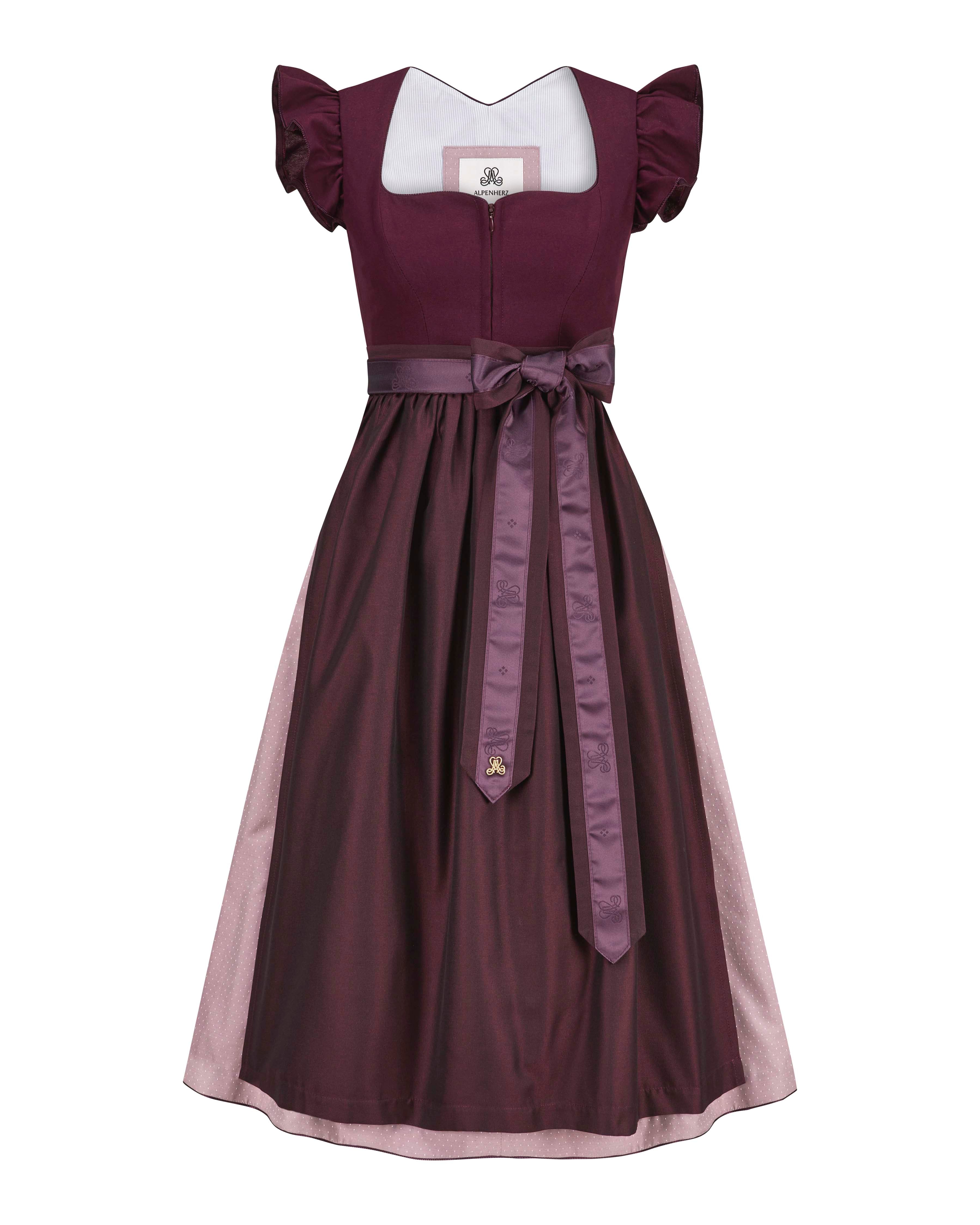 alpenherz-dirndl-marie-aubergine-mit-herz-ausschnitt image 2