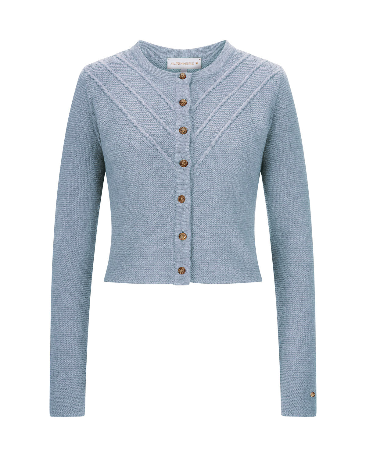 alpenherz-strickjacke-elanie-trachtenjacke-hellblau-mit-goldkn-pfen image 1