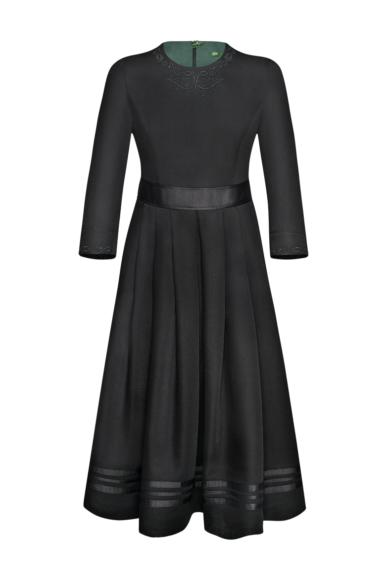 g-ssl-kerbschnitz-kleid-aus-woll-satin-3-4-arm-grau-schwarz image 1