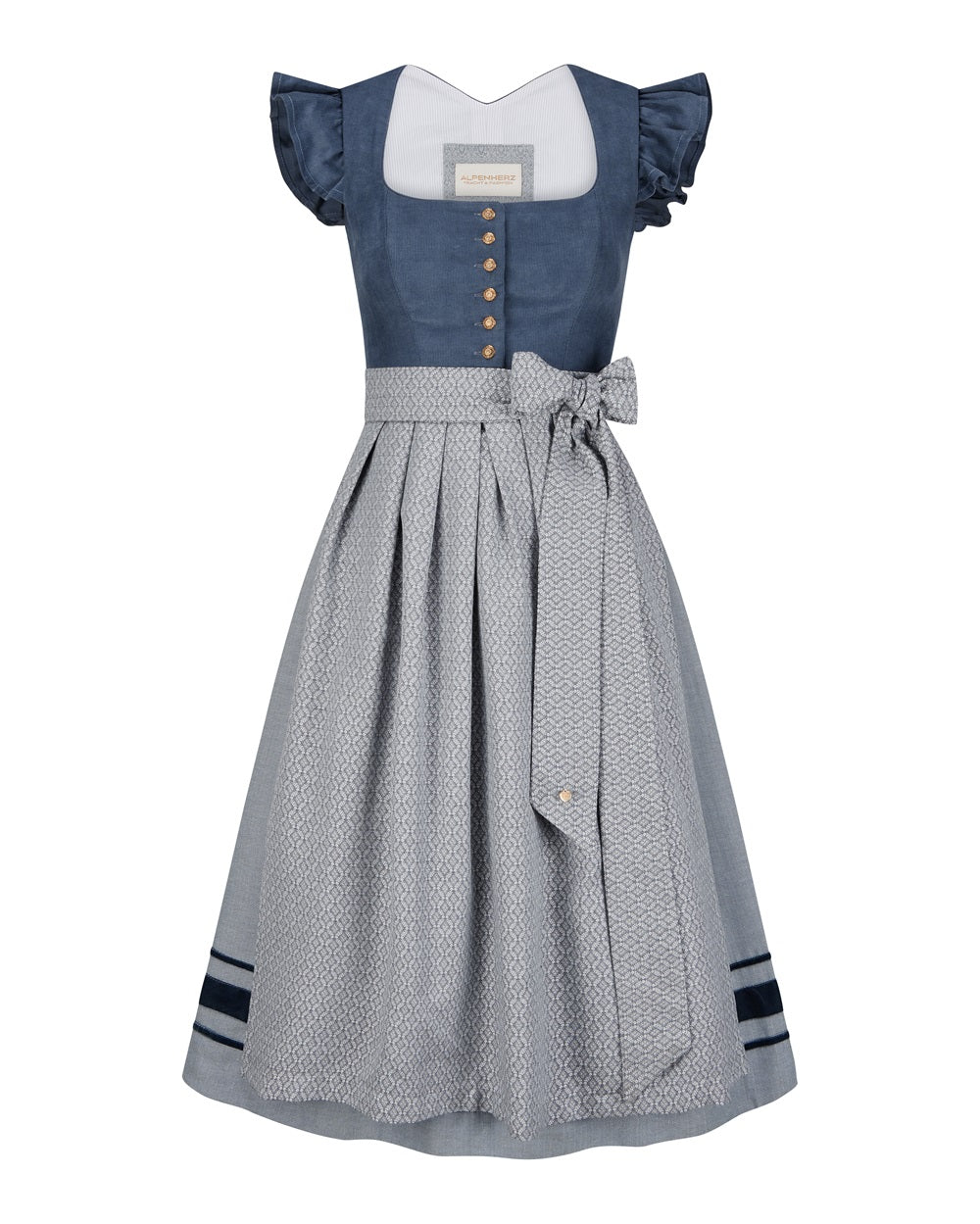alpenherz-dirndl-nila-dunkelblau-cord-mit-abnehmbarem-fl-gelarm image 1