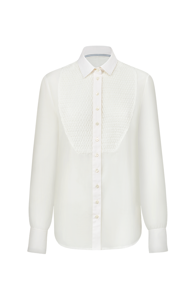 g-ssl-waffelsmok-bluse-damen-aus-baumwolle-und-seide-transparent image 1