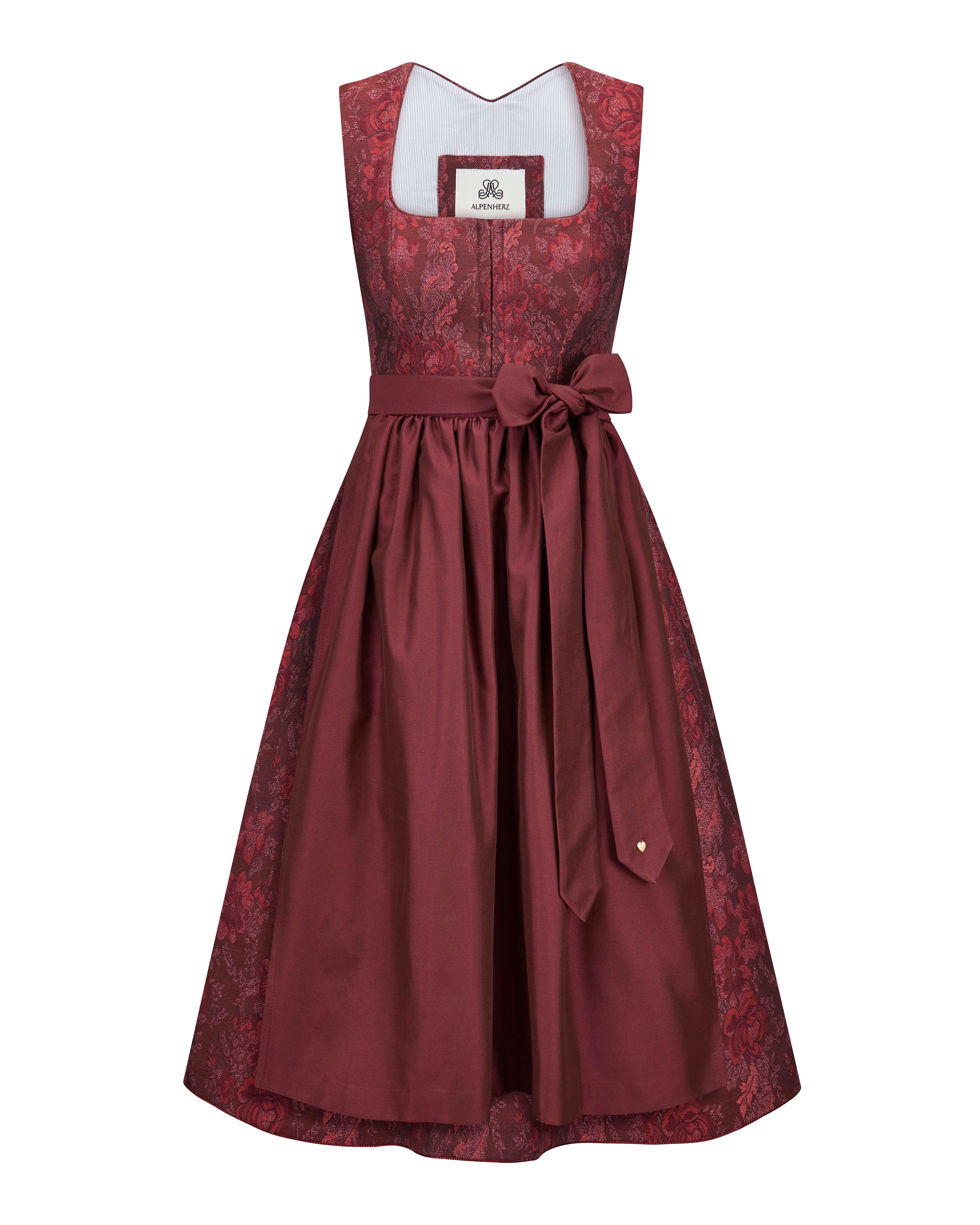 alpenherz-dirndl-barbara-rot-jacquard-mit-abnehmbarem-puffarm image 6