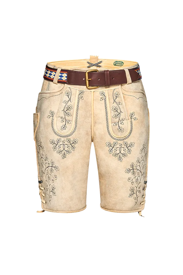 g-ssl-bayerische-lederhose-aus-hirschleder-gelb-mit-eichenlaub-stickerei image 1