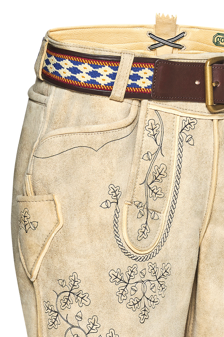g-ssl-bayerische-lederhose-aus-hirschleder-gelb-mit-eichenlaub-stickerei image 4