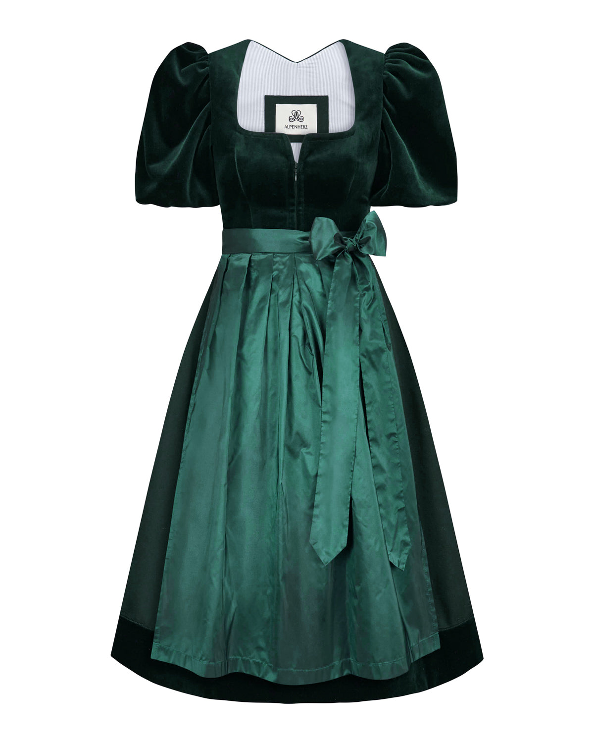 alpenherz-samtdirndl-arina-tannengr-nes-dirndl-mit-abnehmbarem-puffarm image 2