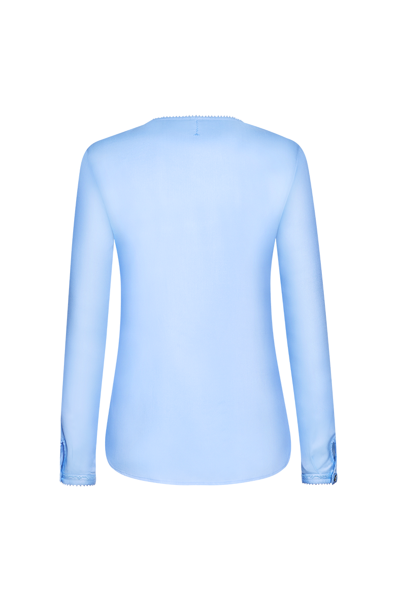 g-ssl-bluse-k-ss-die-hand-blau-kragenlose-viskose-bluse-mit-plastron image 2
