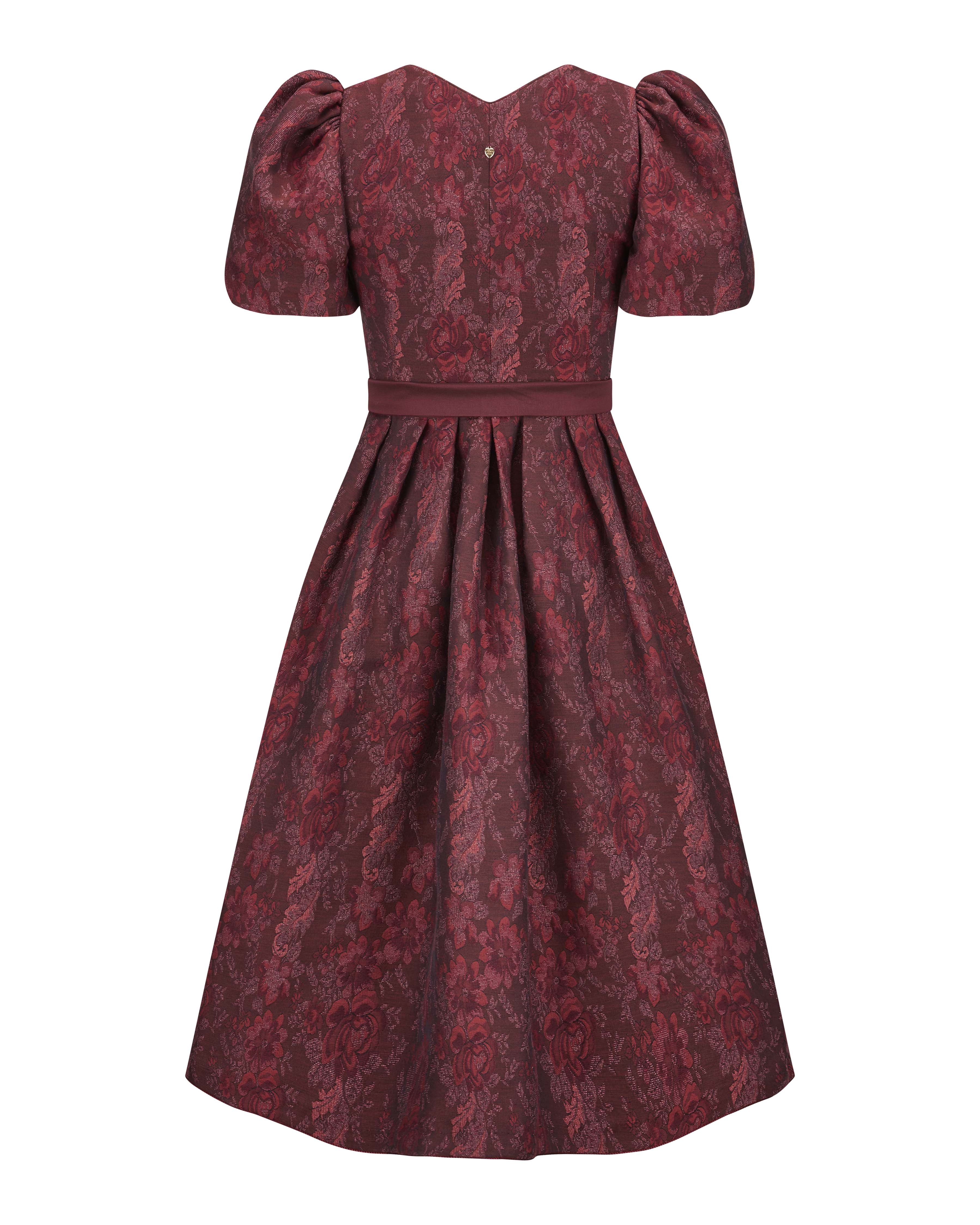 alpenherz-dirndl-barbara-rot-jacquard-mit-abnehmbarem-puffarm image 3