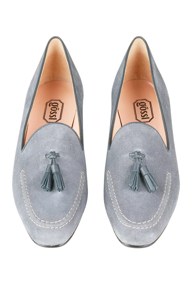 g-ssl-klassiker-slipper-aus-veloursleder-grau-schwarz-mit-quasten image 1