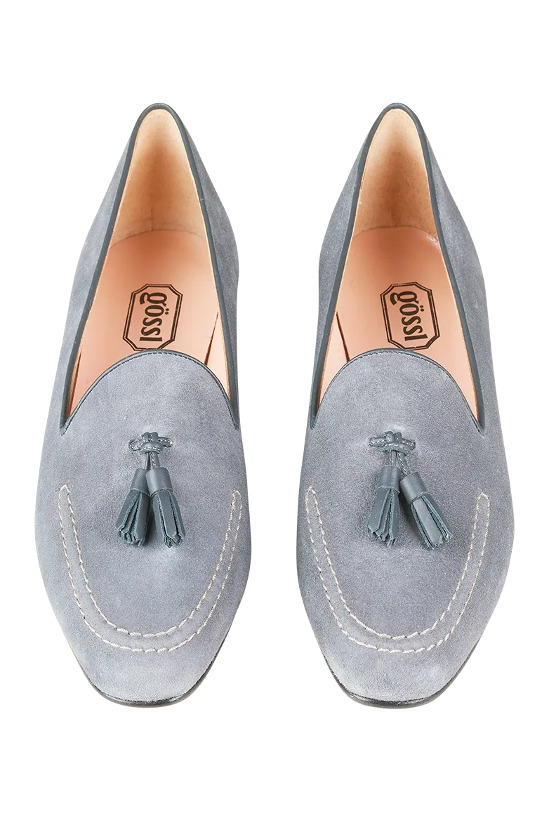 g-ssl-klassiker-slipper-aus-veloursleder-grau-schwarz-mit-quasten image 1