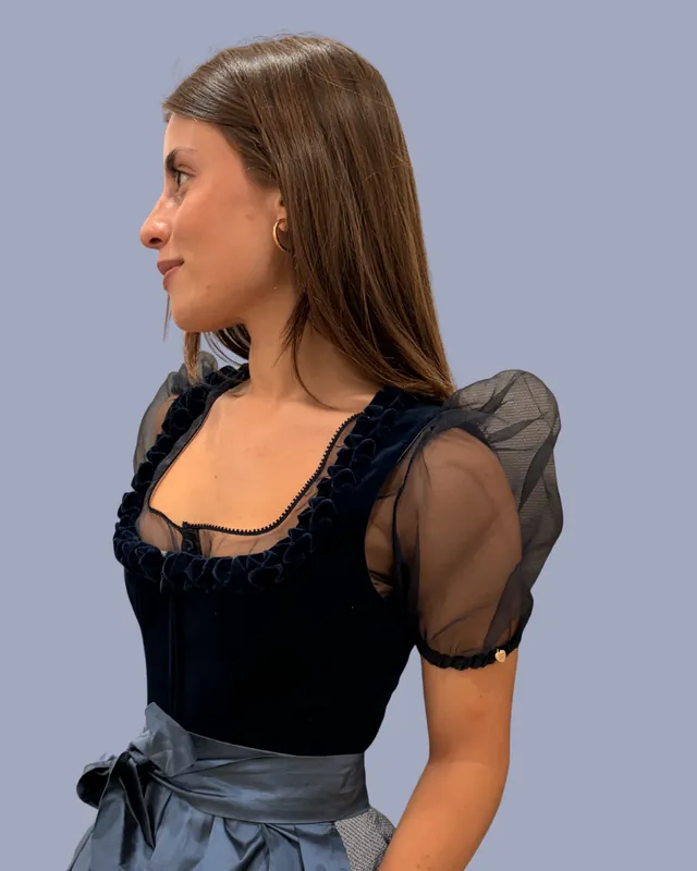 alpenherz-bluse-sarah-chiffon-mini-puff-dunkelblau image 1