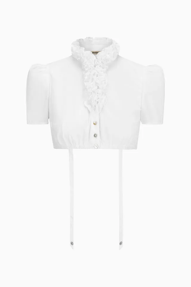 gottseidank-dirndlbluse-daphne-stehkragen-bluse-mit-r-schen-und-kurzem-puffarm image 1