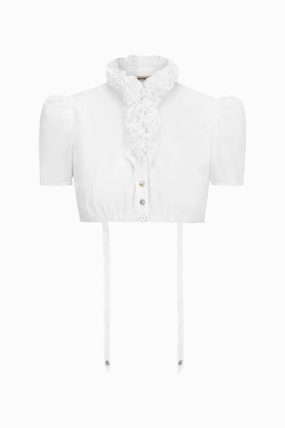 gottseidank-dirndlbluse-daphne-stehkragen-bluse-mit-r-schen-und-kurzem-puffarm image 1