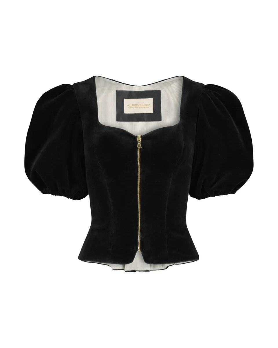 alpenherz-samtmieder-diana-mit-puffarm-in-schwarz image 1