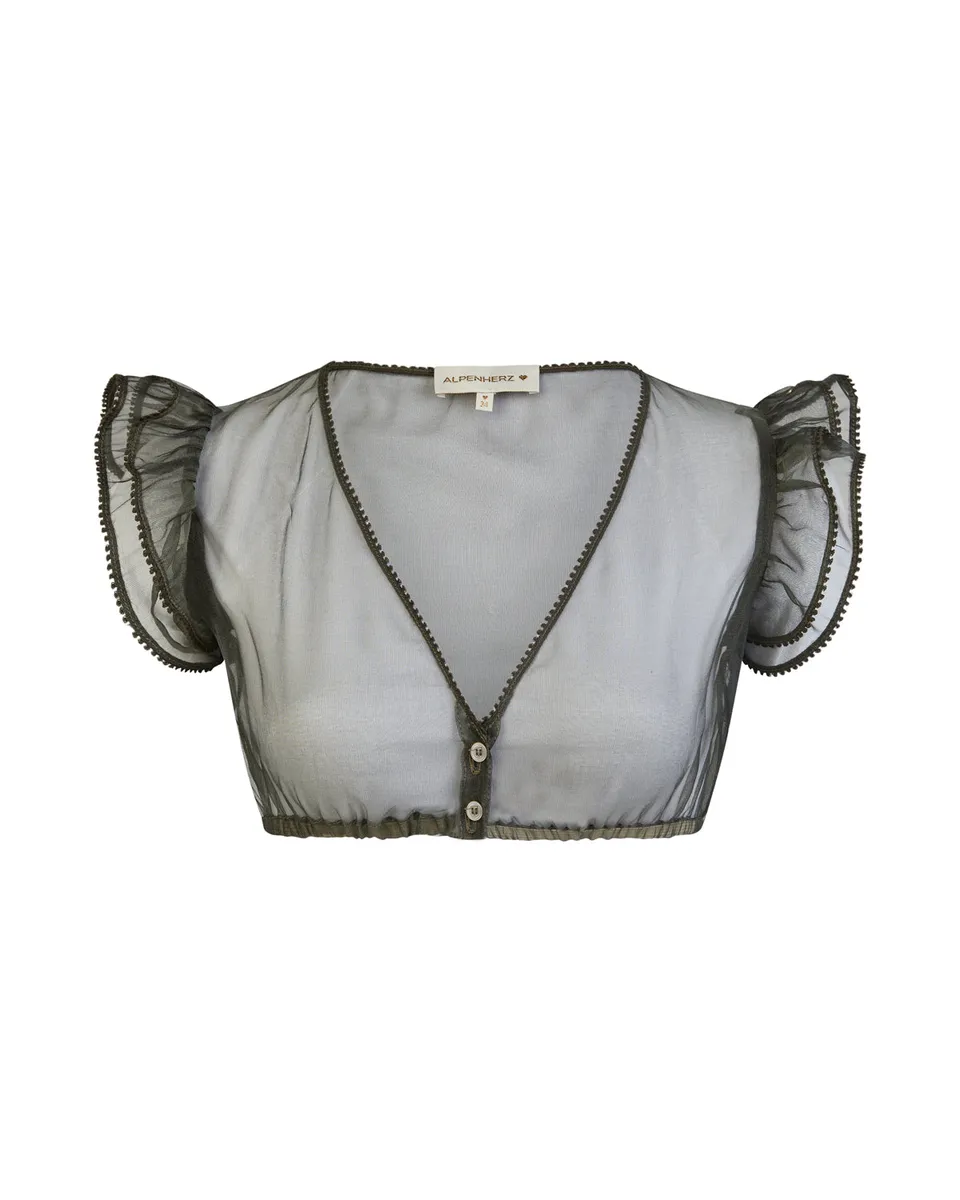 alpenherz-bluse-sarah-chiffon-dirndlbluse-oliv-v-ausschnitt image 1